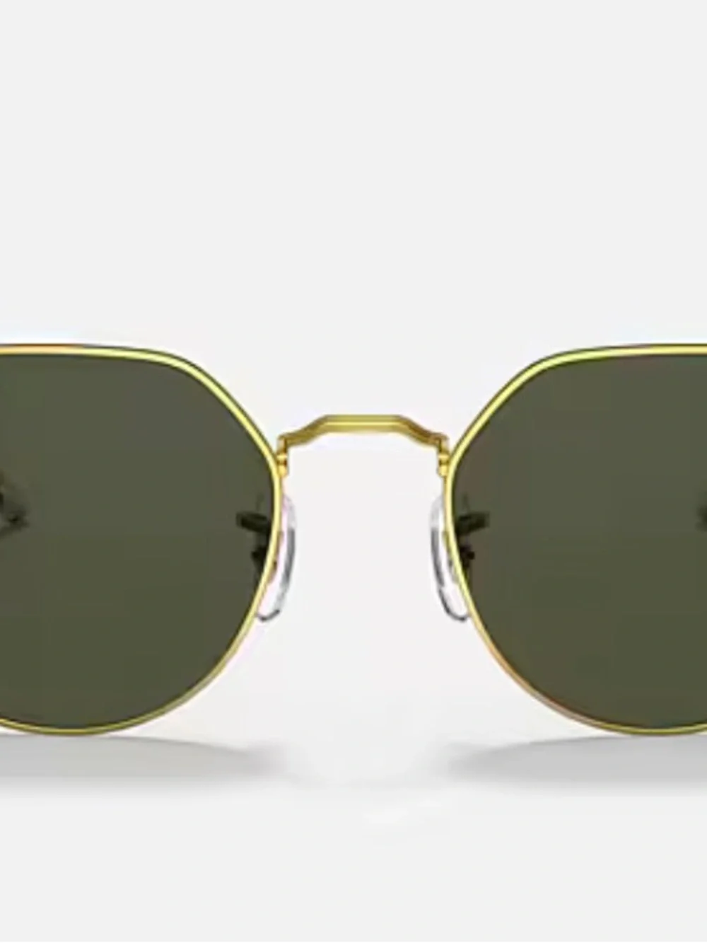 Ray-Ban Gold Frame Dark Green Lens Round Sunglasses with Brown Case